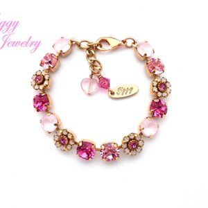 Swarovski Pink Flower Embellished Tennis Bracelet